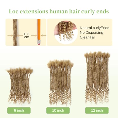 Pouwney 10 Inch Interlocking Human Hair Dreadlock Extensions Curly Ends - 20 Strands #27