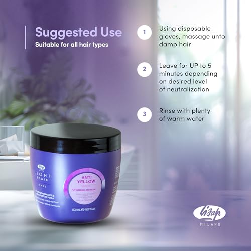 Lisap Purple Anti-Yellow Hair Mask 16.9 fl oz for Blonde & Silver Hair - Deep Conditioning