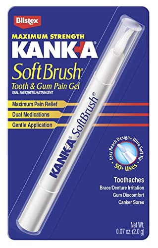 Kank-A SoftBrush Oral Pain Gel with Pen-Like Applicator - Maximum Strength, 0.21 Oz, Pack of 3