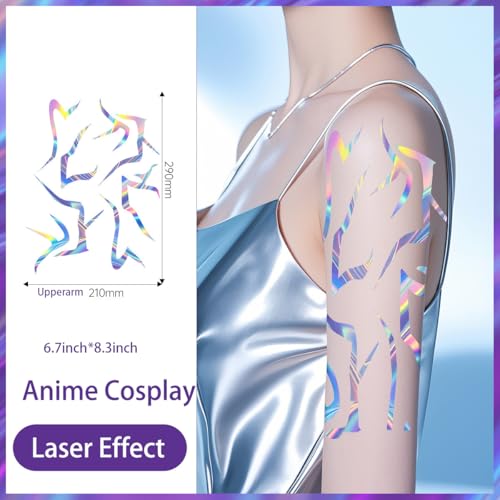 Rumi Tattoos Body Set?10 Purple Pieces per Pack (1 Face, 2 Chest, 2 Upper Arm, 2 Forearm, 1 Waist, 2 Thighs Symmetrical), Temporary Body Tattoos, Waterproof & Skin-Safe (Holographic, 2 Pack)