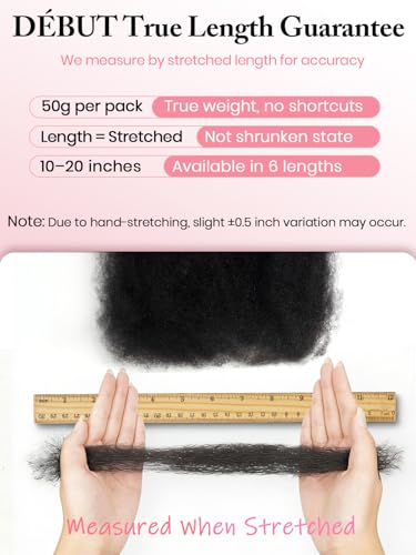 DéBUT Honey Blonde Kinky Afro Human Hair Bulk 50g 12 Inch for Locs & Braids