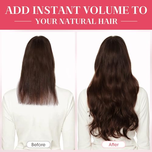 Clip-In Hair Extensions 100% Human Hair Short 8 Inch Light Brown 8pcs Full Head