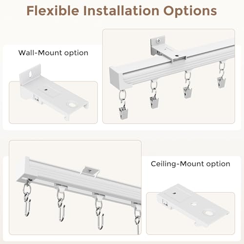 Hei! Dear White Ceiling Curtain Track 12-15 ft Heavy Duty Wall & Ceiling Mount Rail