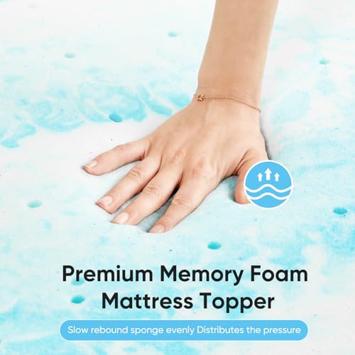 OLIXIS Blue King 4-Inch Gel-Infused Memory Foam Mattress Topper