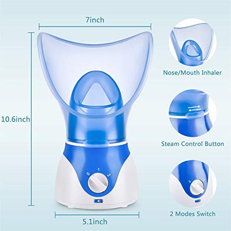 Face Steamer for Facial Deep Cleaning, Facial Steamer for Women, 2 Modes Nano Ionic Facial Steamer for Unclogs Pores, Hydrating, Blue(Include Blackhead Remover Kit, Brush, Headband)