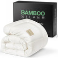 Queen Size Cooling Bamboo Comforter - Hypoallergenic All-Season Duvet Insert - White 88x88 Variation