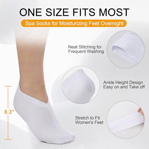 Moisturizing Spa Socks for Men & Women - Silky Soft Bamboo Rayon, 12 Pairs White One Size