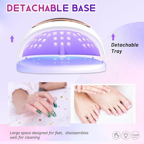Wisdompark 268W UV LED Nail Lamp - Fast Gel Polish Curing with 4 Timers