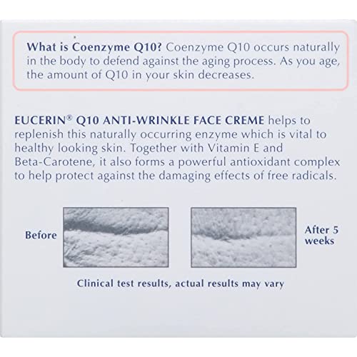 Eucerin Sensitive Skin Q10 Anti-Wrinkle Face Cream 1.7 oz Pack of 3 - Fragrance-Free, Non-Irritating