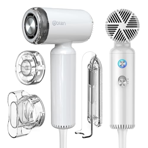Mini Travel Hair Dryer with Ionic Technology & Brushless Motor - White - Compact & Fast Drying