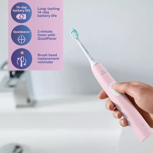 Electric Rechargeable Toothbrush for Plaque Control Pastel Pink