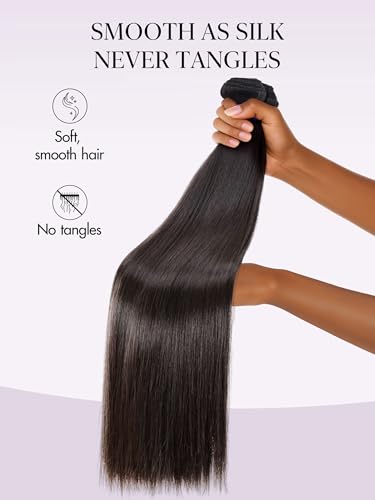 Silky Straight Human Hair Extensions 20 Inch - 12A Virgin Brazilian Bundles
