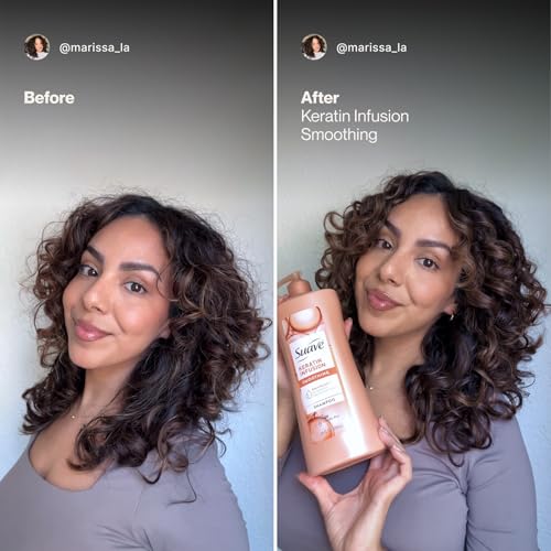 Suave Keratin & Almond Shea Butter Shampoo & Conditioner Set - Frizz Control, Moisturizing Hair Care Bundle, 28 Oz Each