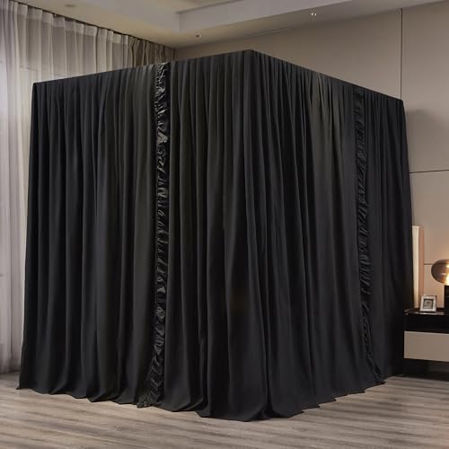 Black King Size Canopy Bed Curtains - Elegant Bedroom Decoration