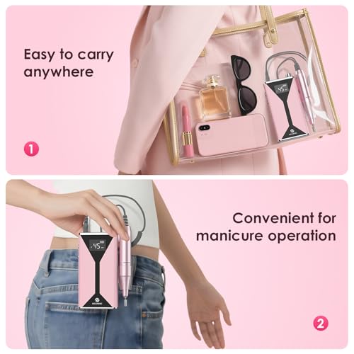 Pink Professional Electric Nail Drill 45000RPM Cordless Nail File for Manicure
