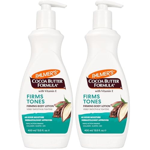 Palmer's Cocoa Butter Formula Skin Firming Body Lotion, Toning & Tightening Cream with Q10, Collagen & Elastin, Pump Bottle, 13.5 Oz. (Pack of 2)