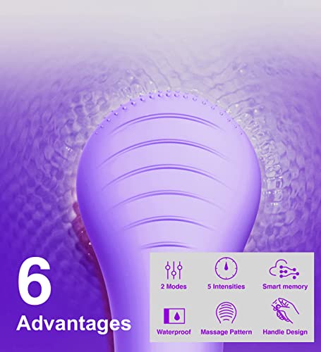 NgraCoola CLIE Violet Facial Cleansing Brush - Waterproof & Rechargeable, Gentle Exfoliating & Massaging Skin Care Tool