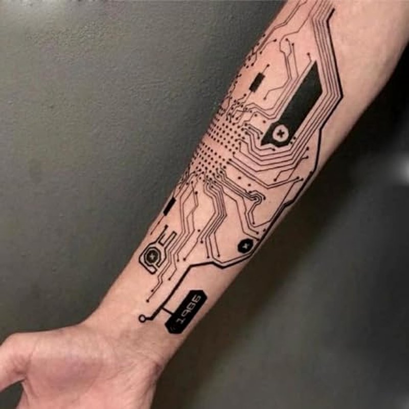 4 Sheets Waterproof Temporary Tattoos Stickers Cyber Punk Artificial Intelligence Mechanical Finger Steampunk Cool Futuristic Cyberpunk Style