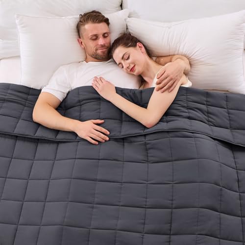 Yescool King Size Weighted Blanket 25lbs for Adults 88x104 Grey - Couples & Bed Sharing