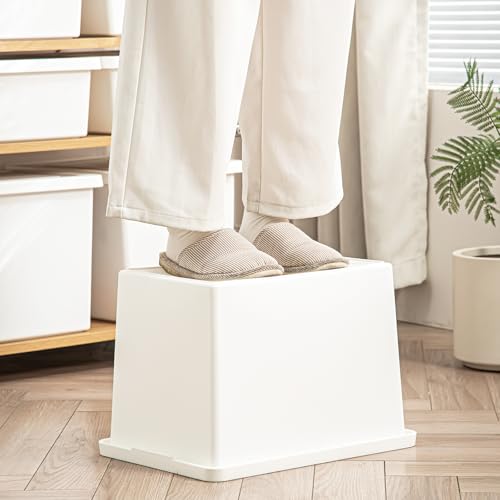 XL 4-Pack White Storage Bins with Lids - Stackable Plastic Containers for Home Office Garage