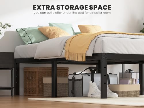 QEROMY Full Size Bed Frame - 18 Inch Sturdy Platform Bed with Storage