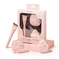 Makeup Brush & Sponge Set Rosy Reverie Satin Rose Edition K - 3-Piece Kit for Flawless Foundation & Powder