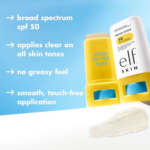 e.l.f. SKIN Suntouchable Invisi-Stick SPF 50 Clear Sunscreen - Pack of 2, 0.63 oz
