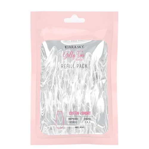 Kiara Sky Gelly Tip Soak Off Nails Refill Packs - Coffin Short (Size 3, 4, 5)