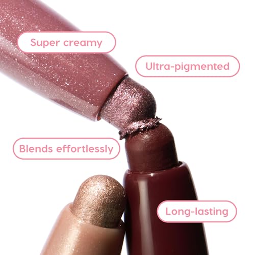 ColorPop Rose Goals Eyeshadow Stick Set - Matte & Metallic Vegan & Cruelty-Free Makeup Kit - Socialite, Next Spot, Plum Tart Variations