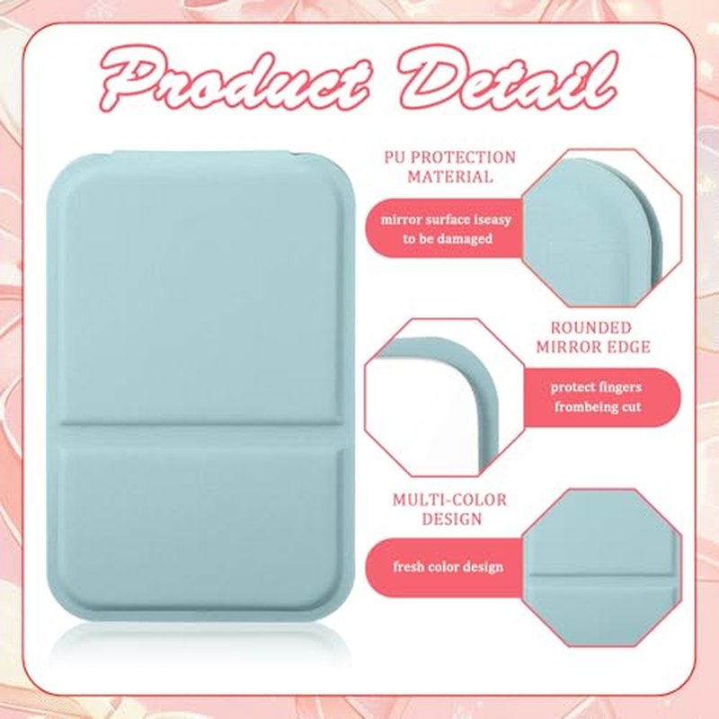 24 Pcs Compact Portable Mirror Bulk Handheld Folding Pocket Makeup Mirror 4.2'' Travel Ultrathin Mirrors for Camping Home Office Sleepover Party Women Mom Party Gift (Rectangle,Morandi)