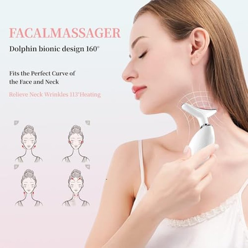 7-Color LED Electric Facial Massager, Heated Beauty Tool for Face and Neck, Relaxing Skincare Device for Home Use