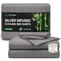 Dark Gray Silver Infused Bamboo Bed Sheet Set - Temperature-Regulating & Self-Cleaning, Full XL