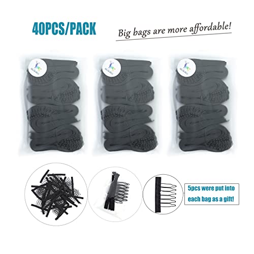 Black Adjustable Wig Bands 1” x 40pcs - Elastic Wig & Cap Fixing Straps