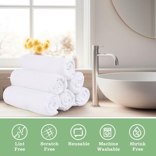White 100 Pack Microfiber Washcloths - Soft, Durable Face Towels for Home & Spa