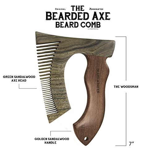 Beard & Bates Wooden Beard Comb with Green Sandalwood Handle - Artisan Grooming Tool