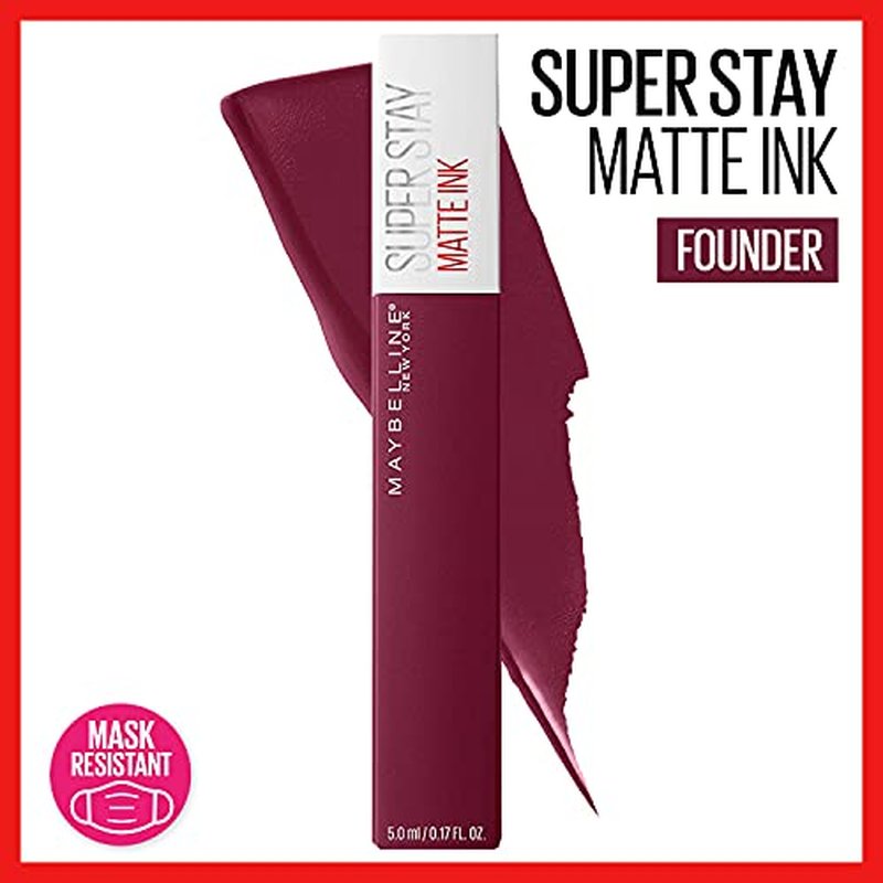 MAYBELLINE Super Stay Matte Ink Liquid Lipstick Makeup Long Lasting High Impact Color Up to 16H Wear Composer Cherry Brown & Founder Cranberry Red 1 Count Each