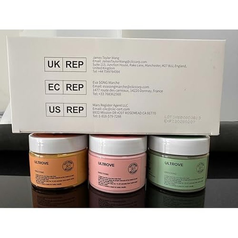 3-in-1 Clay Mask Set for Face | Green Tea, Turmeric Vitamin C & Himalayan Pink Clay | Deep Cleansing, Pore Refining, Moisturizing Facial Mask Kit (3.5oz Each) + Silicone Brush