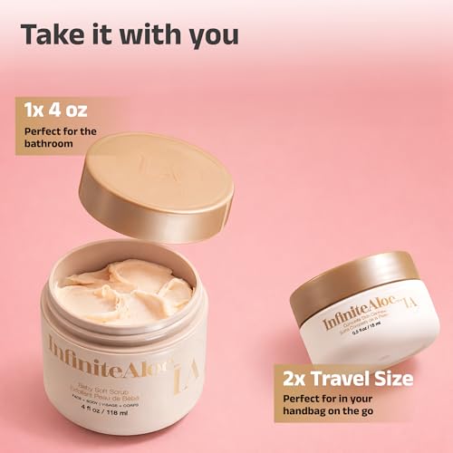 InfiniteAloe Baby Soft Scrub with Aloe Vera & Rosehip Oil – Exfoliating & Moisturizing Face & Body Set - 4oz + 2 Travel Sizes