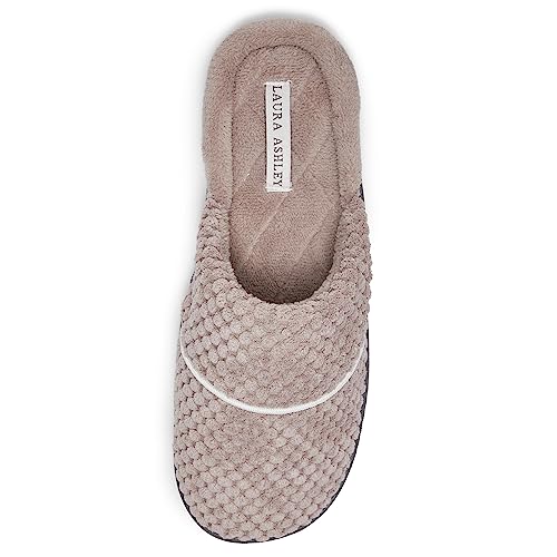 Laura Ashley Women's X-Large Stone Spa Slip-On Rugged Scuff Slippers with Cushioned Insole