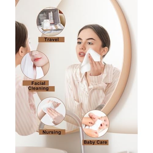 Disposable Face Towel,Biodegradable Facial Towels,Extra Thick Soft Large Clean Facial Towels Plant Fiber Facial Washcloth Dry Wipes for Sensitive Skin,Travel,Makeup Remover