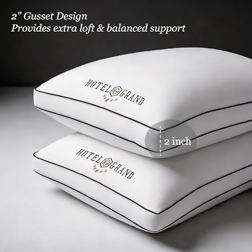 White Gusset King Pillows Set of 2 - Medium Firm Support Down Alternative