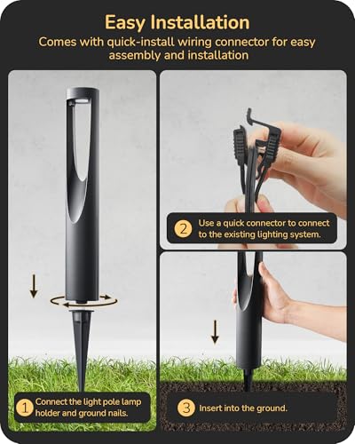 EDISHINE Low Voltage Landscape Path Lights 6 Pack - Modern Durable Garden Lighting