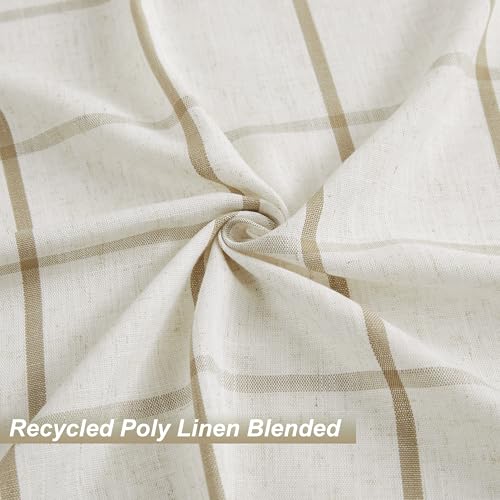 Vision Home Flax Linen 60x95 Inch Plaid Pinch Pleated Semi Sheer Curtains Pack of 2