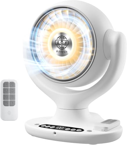 Cordless Desk Fan with Remote, 12000mAh Rechargeable Air Circulator - White D4