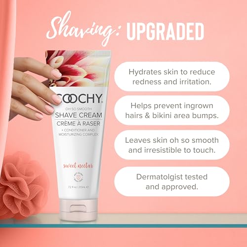 Coochy Shave Cream - Moisturizing Shave Lotion - Gentle Intimate Shaving Cream - For Bikini Area, Underarms, Legs & More - Rash-Free, Hydrating Formula - Sweet Nectar, 32 oz