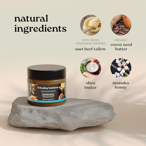 Unscented Grass Fed Beef Tallow & Manuka Honey Skin Balm 1.8oz - Nourishing Face & Body Moisturizer