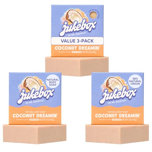 Natural Coconut Dreamin' Body Soap Bar - 5oz, Pack of 3 - All Skin Types