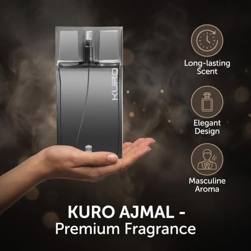 Ajmal Kuro Eau de Parfum for Men - Aromatic Spicy Woody Scent 3 oz