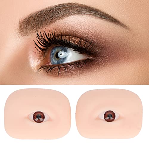 FILFEEL 1 Pair Soft Silicone Eye Model Flexible 5D for Practicing Piercing Suture Makeup Teaching Instructions for Eye Makeup, Semi Permanent Eyebrow Line Practice (Brown Eyeball)