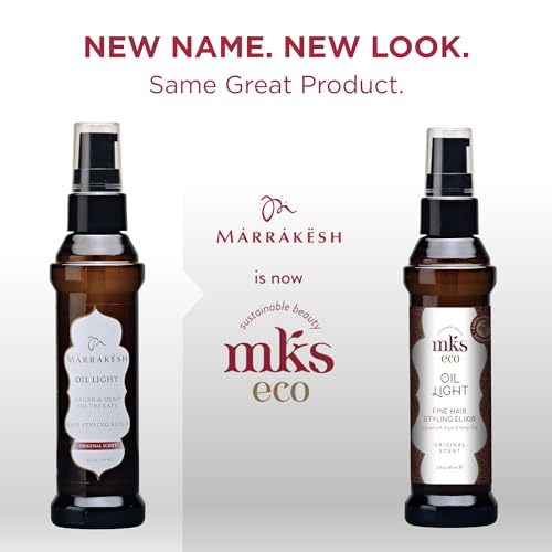 MKS eco Oil Light - 2 fl oz - Hair Styling Elixir - Moroccan Argan Oil, Hemp Seed Oil - Ideal for Fine Hair - Moisturize, Nourish Hair & Control Frizz - Vegan & Cruelty Free